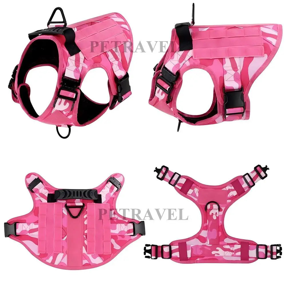 Ensemble Harnais et Laisse Tactique Militaire pour Chien - Anti-Traction