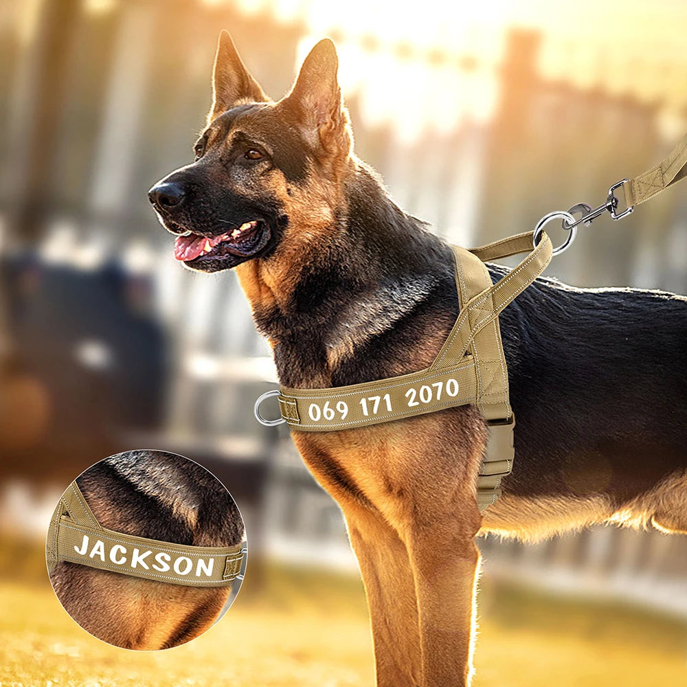 Harnais Tactique Militaire Personnalisé pour Chien - Réfléchissant