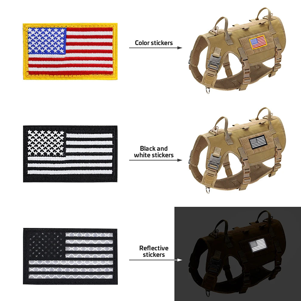 Harnais Militaire Durable en Nylon pour Chien - avec 2 Sacs
