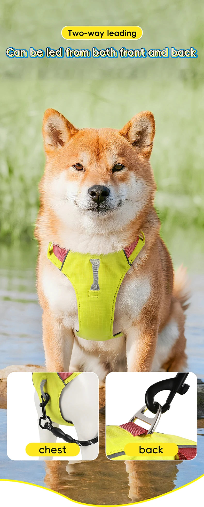 Harnais Anti-Évasion Léger Imperméable pour Chien Moyen - Réfléchissant