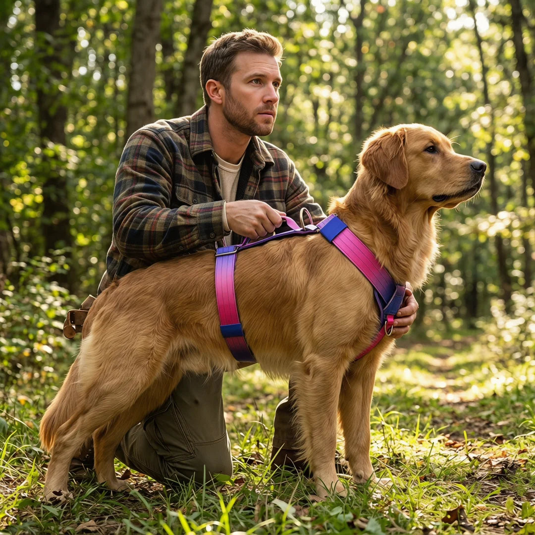 Harnais Anti-Traction Dégradé pour Grand Chien - Doubles Anneaux D