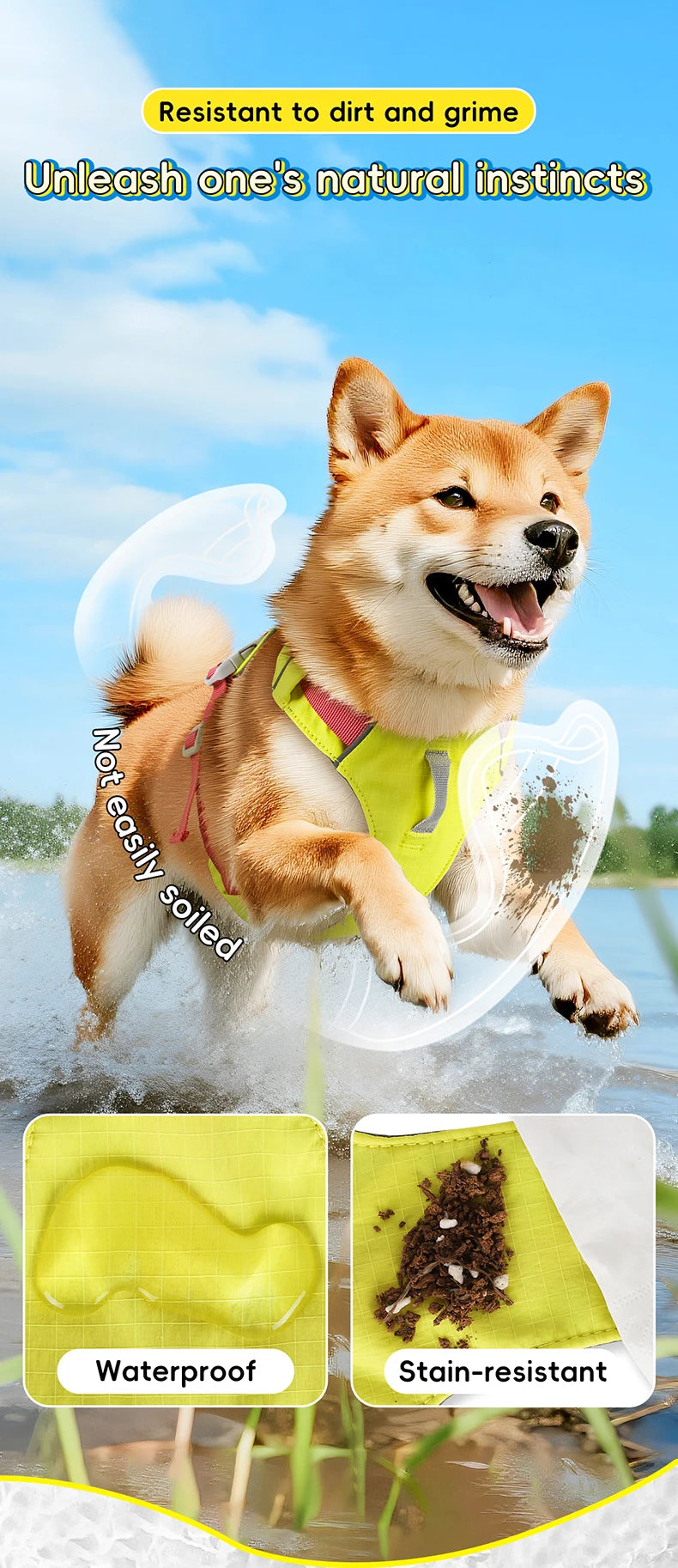 Harnais Anti-Évasion Léger Imperméable pour Chien Moyen - Réfléchissant