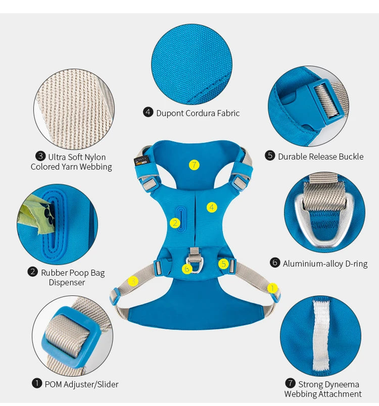 Harnais Sangle Nylon Réfléchissante pour Petit et Moyen Chien