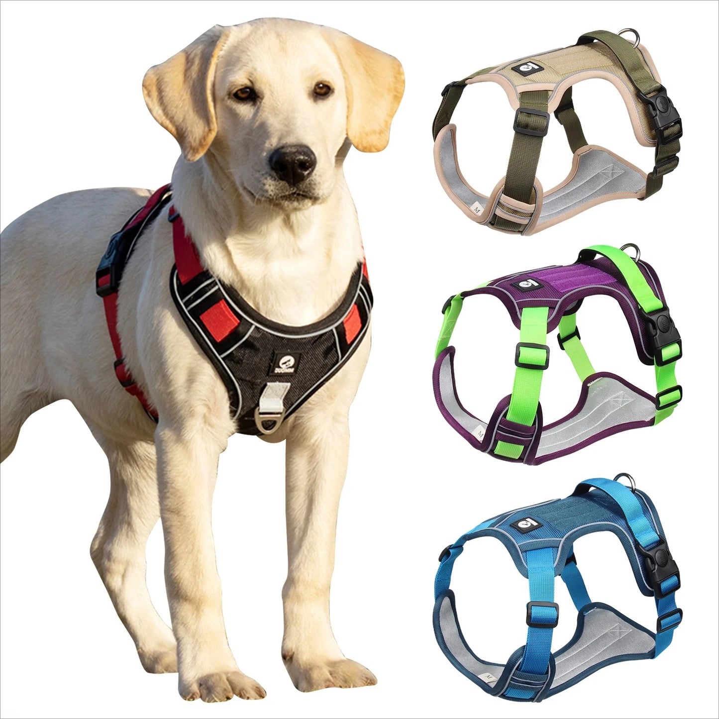 Harnais Tactique Oxford Imperméable pour Chien Moyen - Réfléchissant