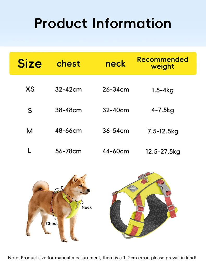 Harnais Anti-Évasion Léger Imperméable pour Chien Moyen - Réfléchissant