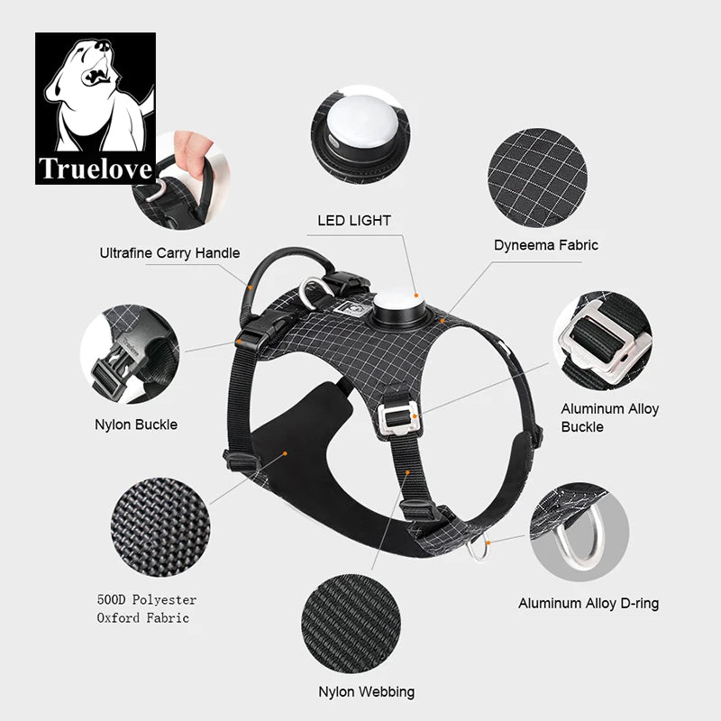 Harnais LED avec Support de Suivi - 19 Modes, Chien et Chat