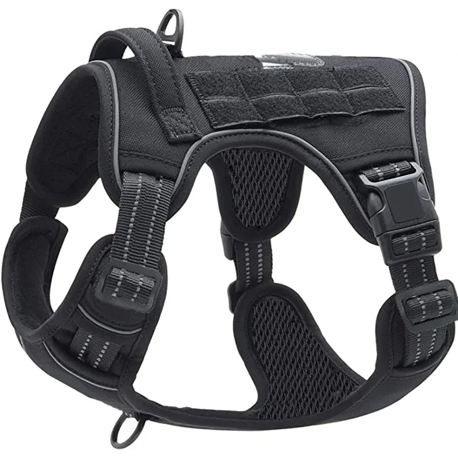 Harnais Tactique Indolore Anti-Traction pour Grand Chien - Militaire