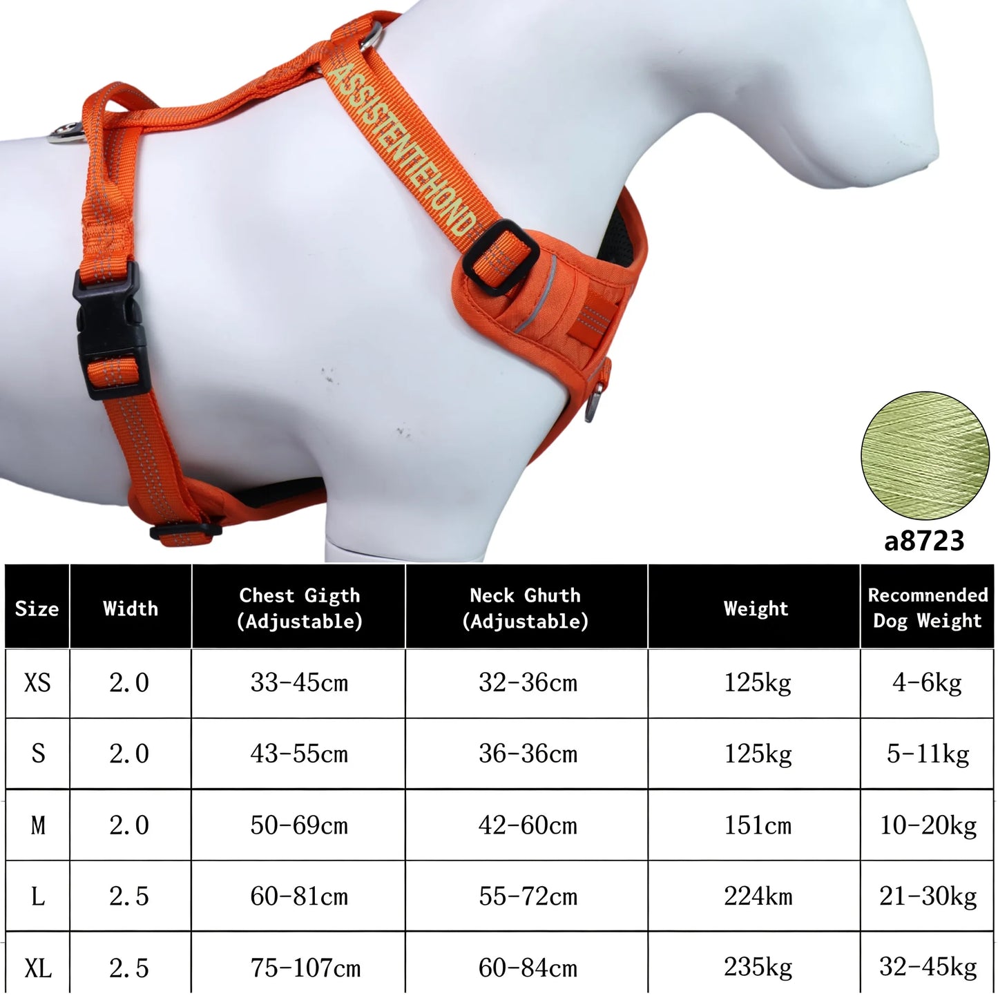 Harnais Personnalisé 360° pour Grand Chien - Brodé, Réfléchissant