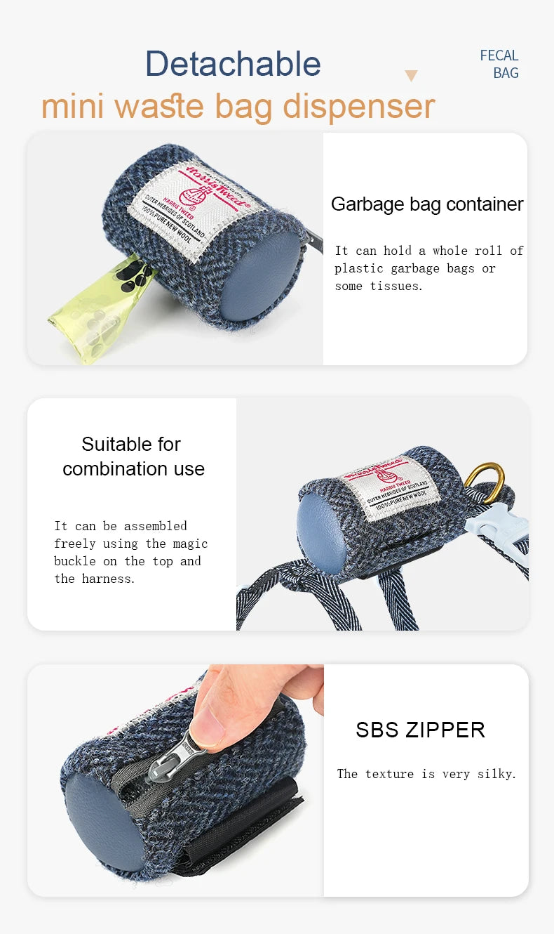 Harnais Tweed Sans Traction pour Chien - Style et Confort