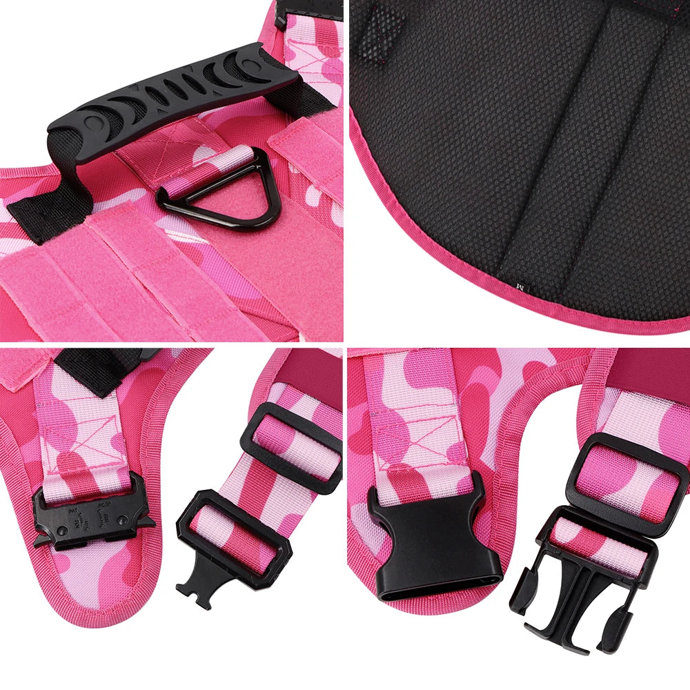 Ensemble Harnais et Laisse Tactique Militaire pour Chien - Anti-Traction