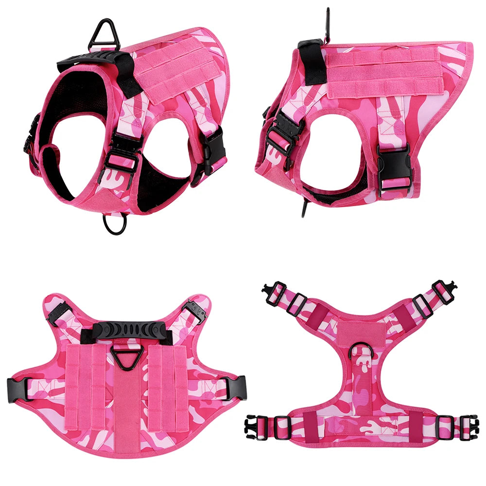 Ensemble Harnais et Laisse Tactique Militaire pour Chien - Anti-Traction