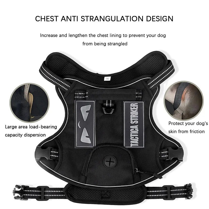 Harnais Tactique Anti-Déflagrant pour Grand Chien - avec Corde