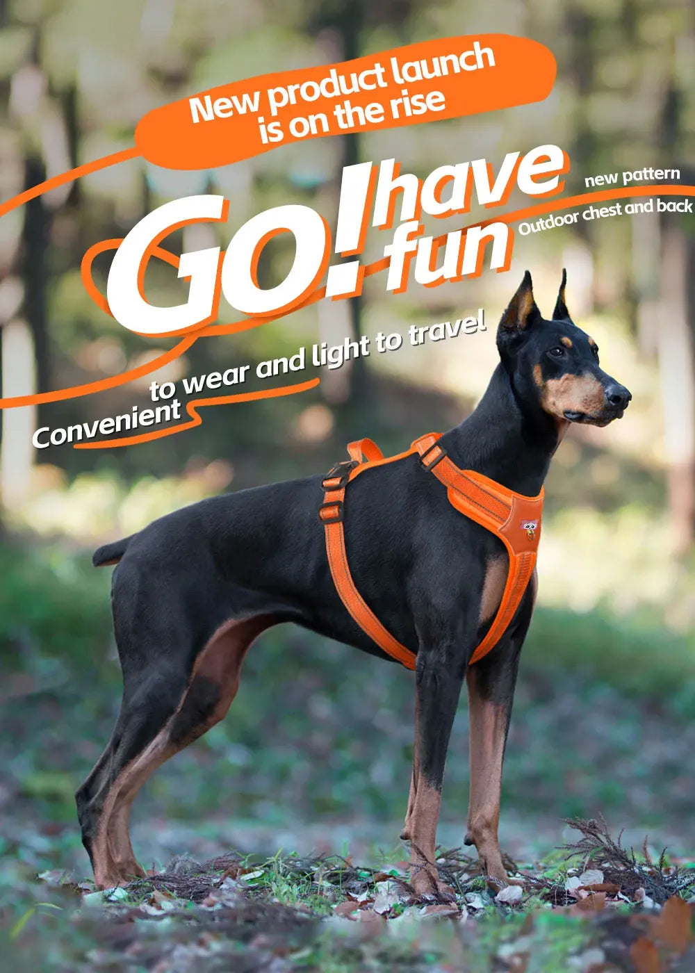 Harnais Réfléchissant Imperméable pour Chien Moyen/Grand - Doberman, Golden