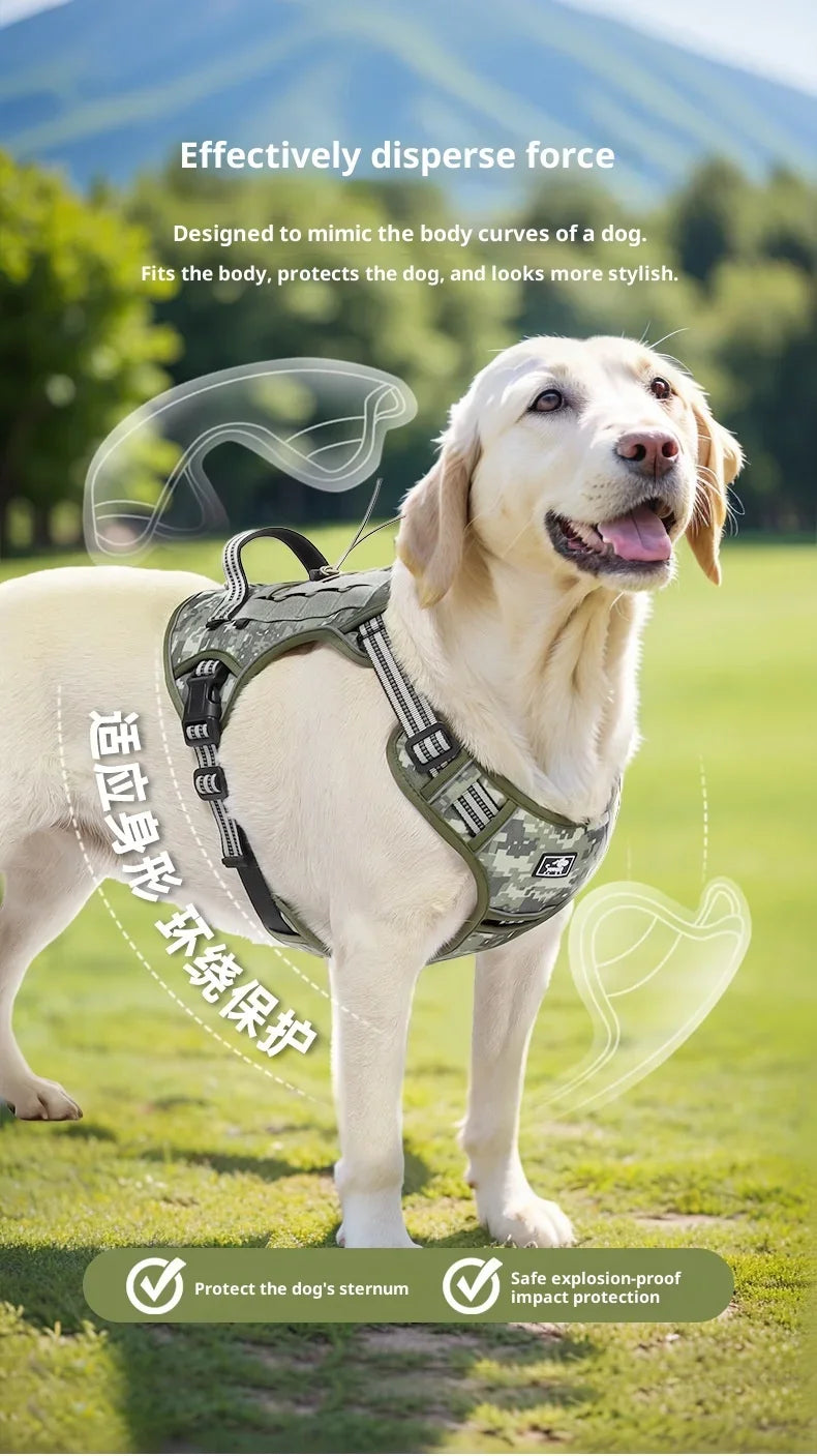 Harnais Tactique MOLLE Anti-Traction pour Grand Chien