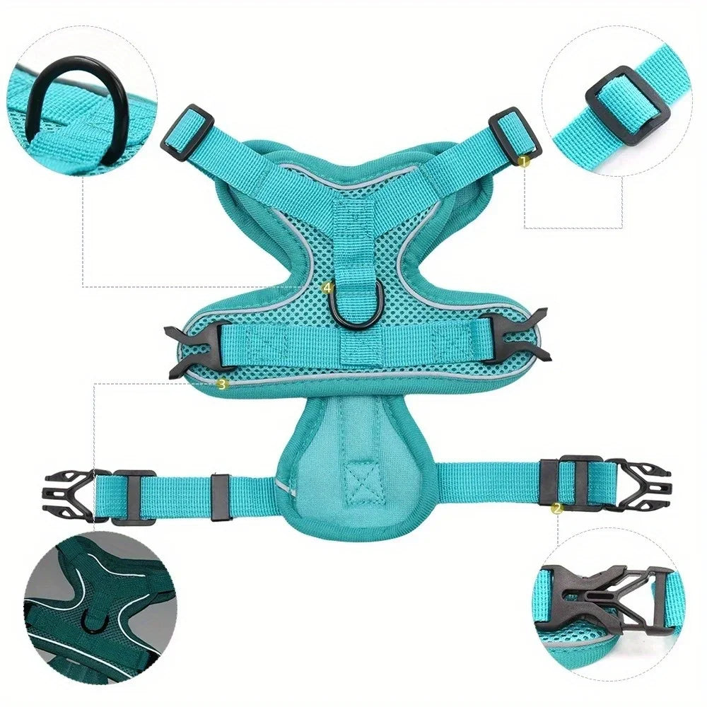 Ensemble Harnais et Laisse Anti-Traction pour Petit Chien et Chat - Réfléchissant