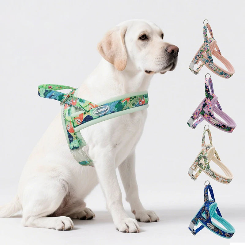 Harnais de Luxe Imprimé Rembourré pour Grand Chien - Anti-Évasion