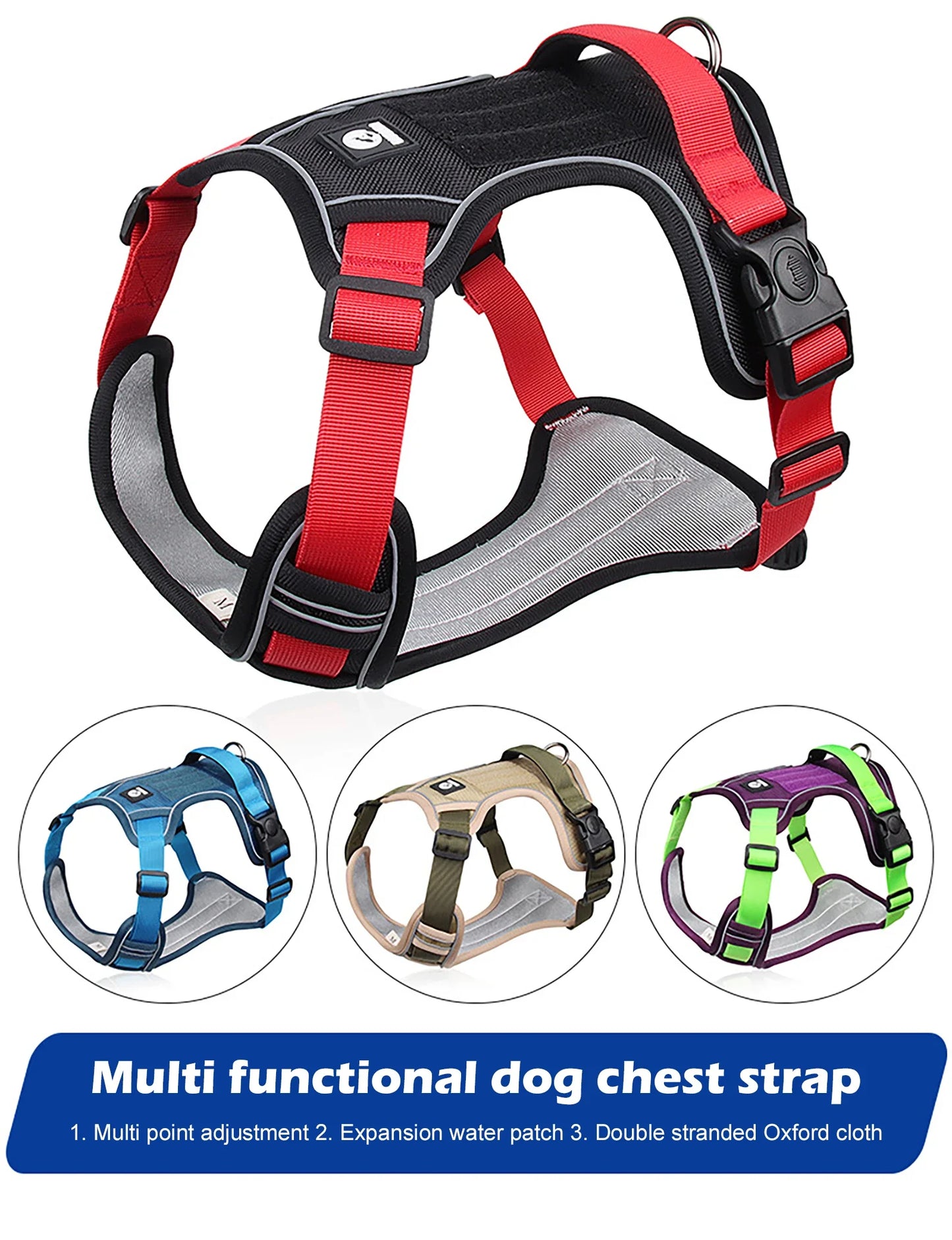 Harnais Tactique Oxford Imperméable pour Chien Moyen - Réfléchissant