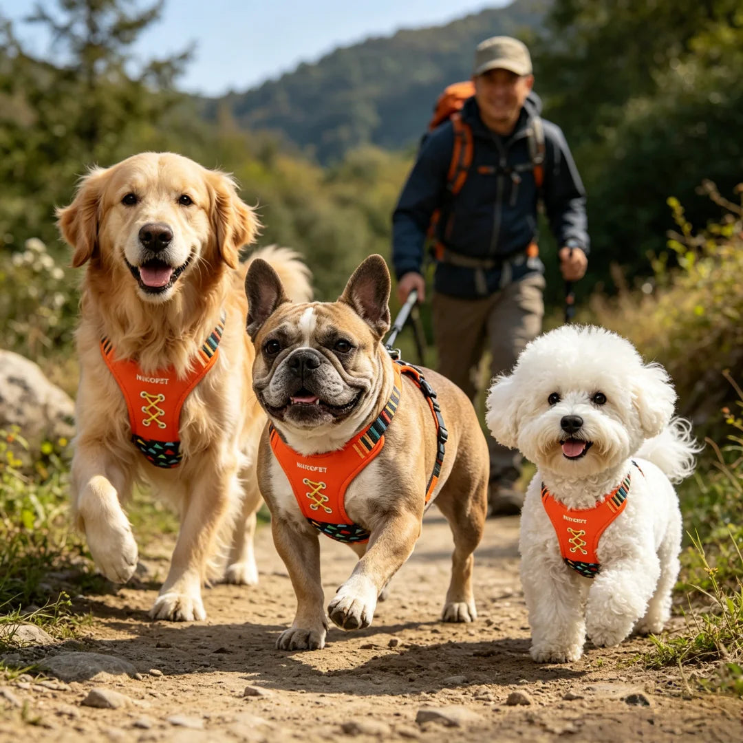 Harnais Brodé en Forme de H pour Petit et Moyen Chien - Anti-Traction