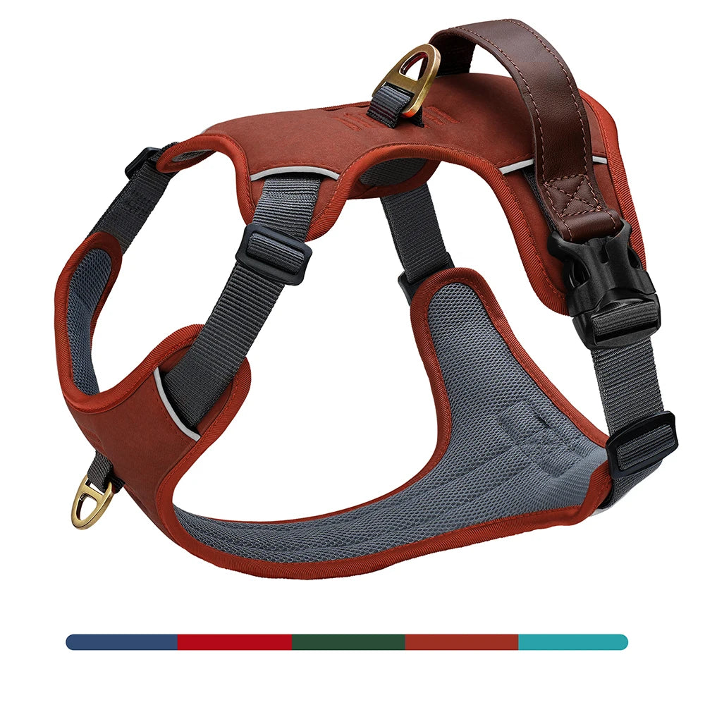 Harnais Vintage Cuir PU pour Chien - Poignée Rétro