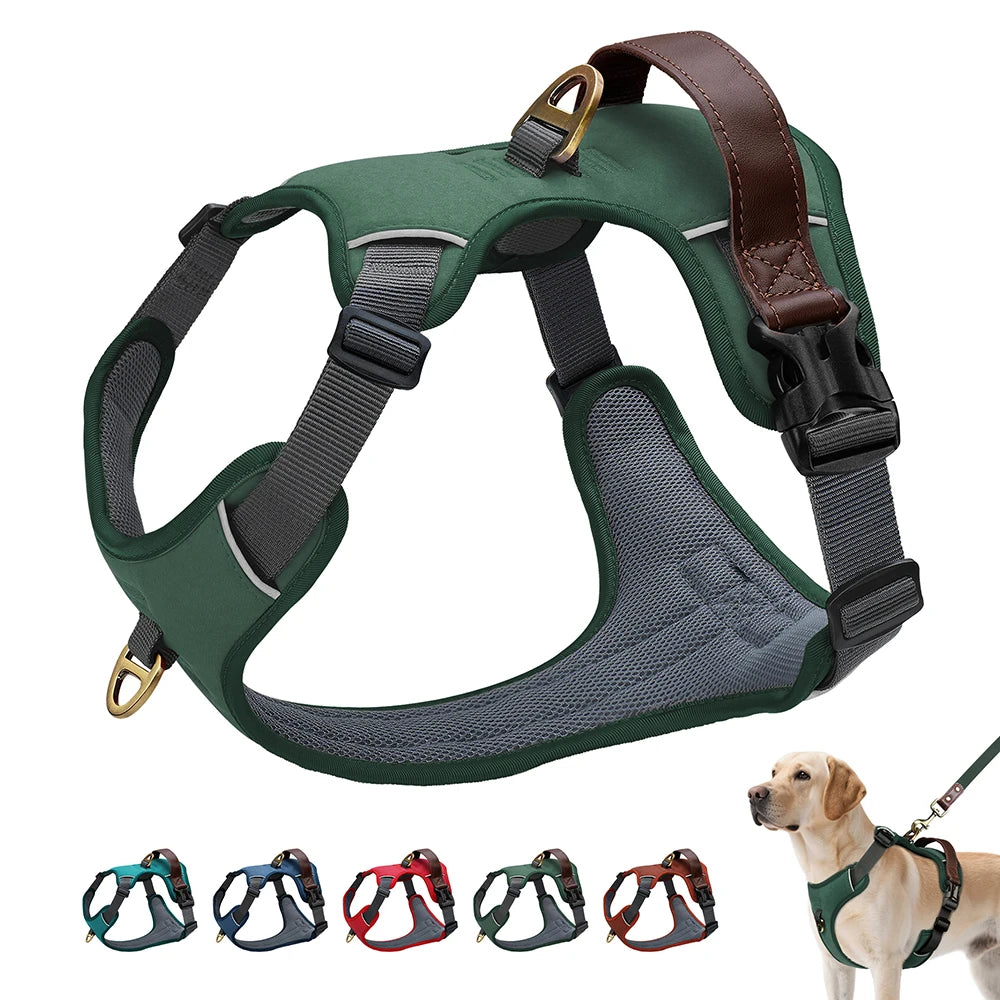 Harnais Vintage Cuir PU pour Chien - Poignée Rétro