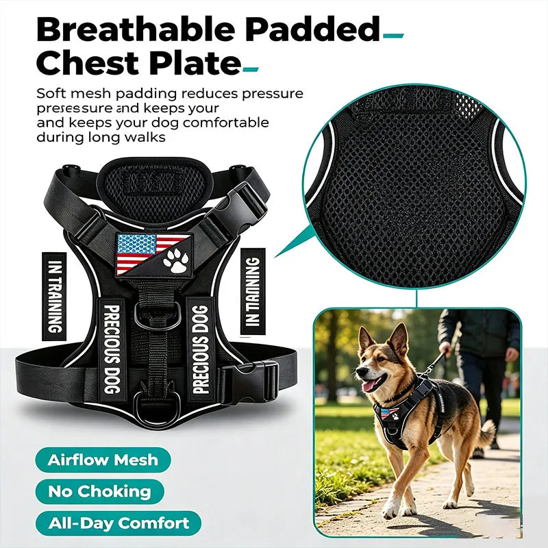 Harnais de Service Réfléchissant avec Patchs pour Chien - Oxford