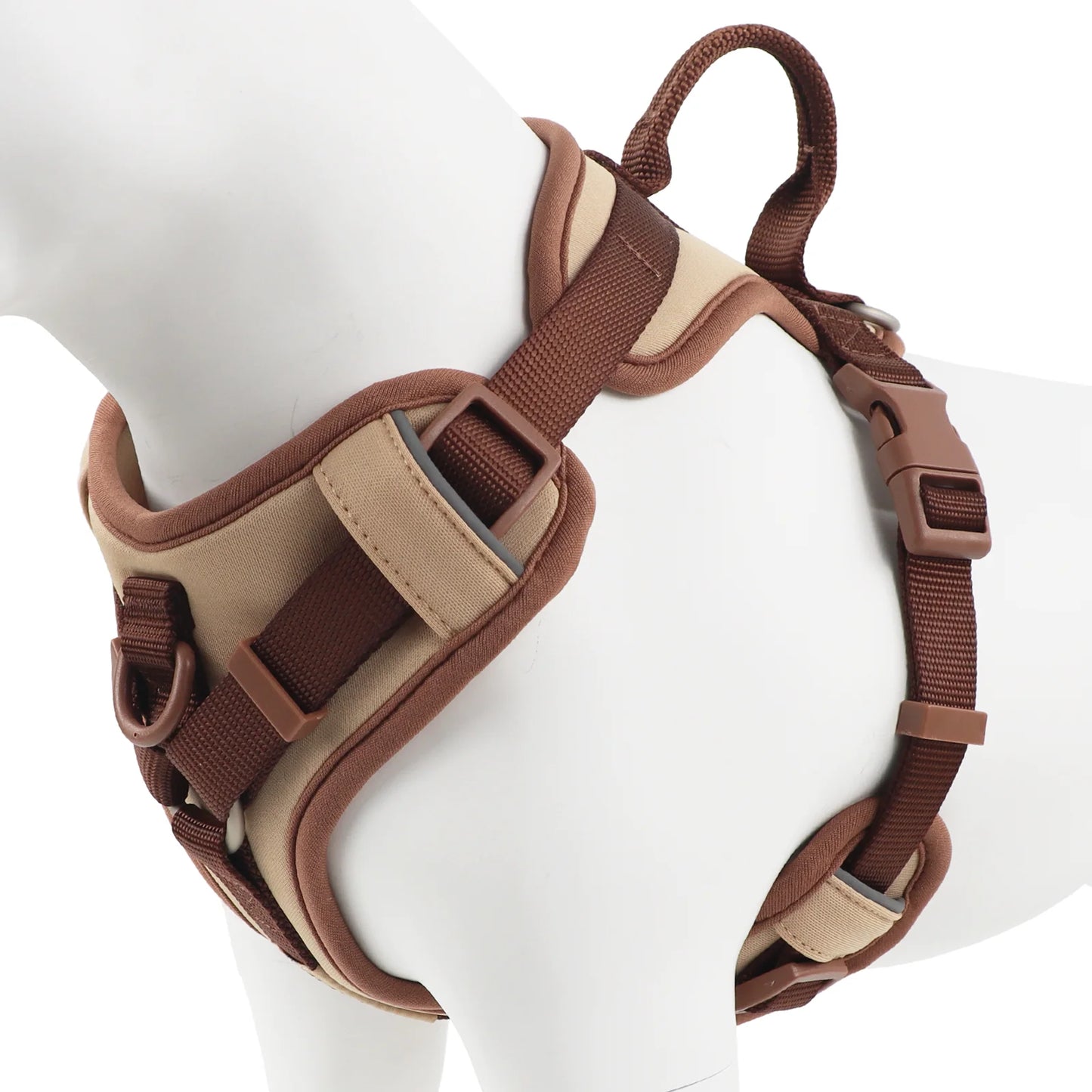Harnais de Luxe Couleur Chocolat Anti-Traction pour Chien - Personnalisé