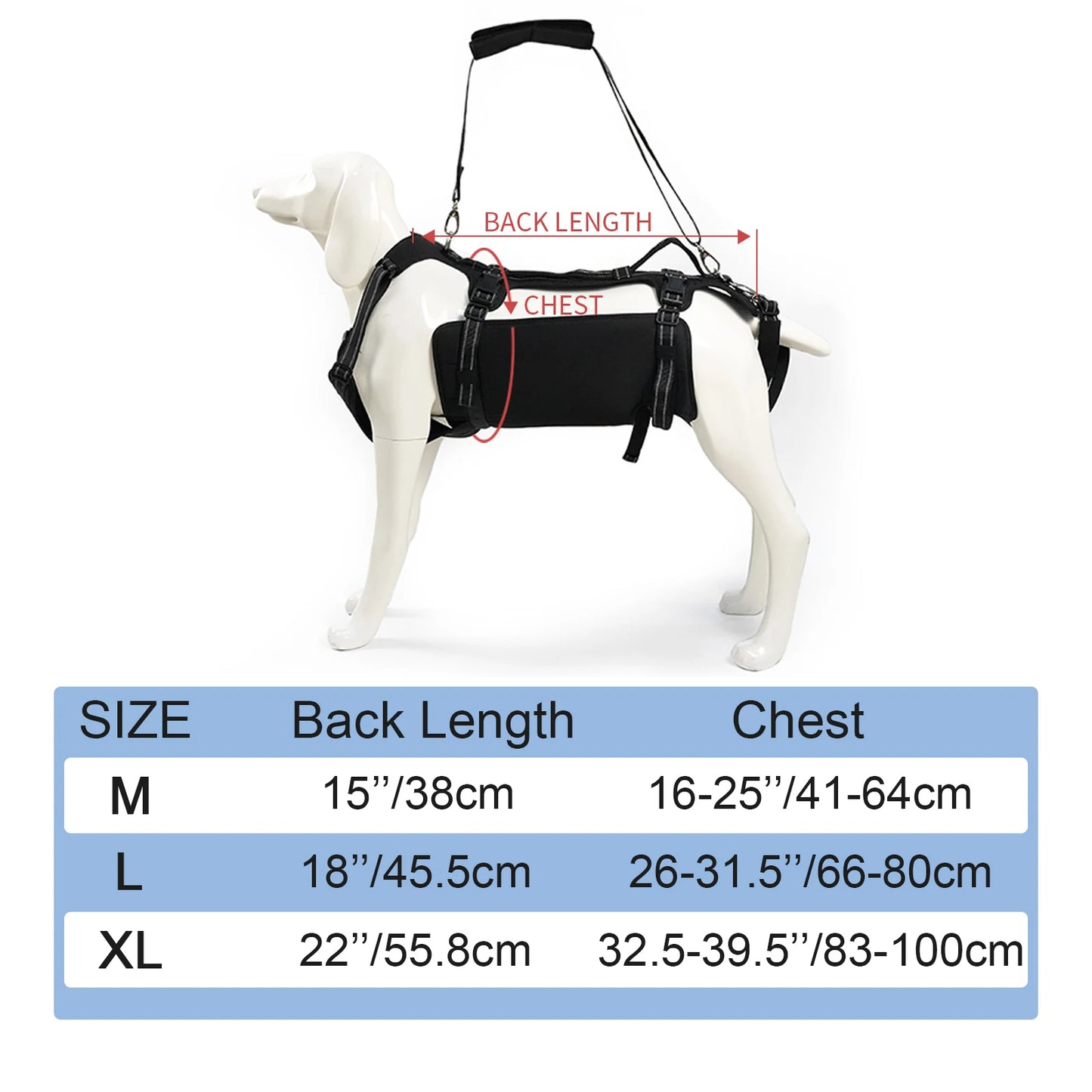 Harnais de Soutien Dorsal Réglable pour Chien - Post-Chirurgical