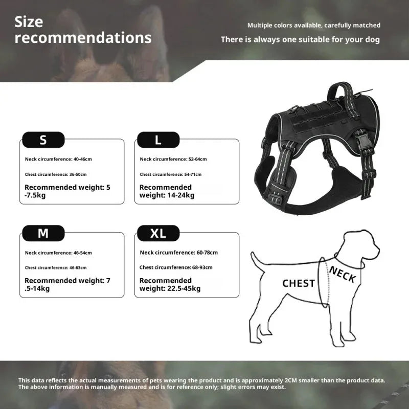Harnais Tactique MOLLE Anti-Traction pour Grand Chien