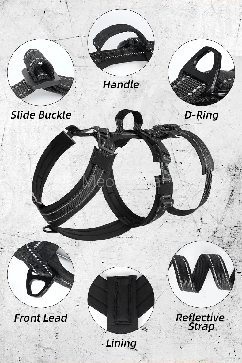 Harnais Robuste Rembourré Anti-Traction pour Chien Moyen/Grand - Travail