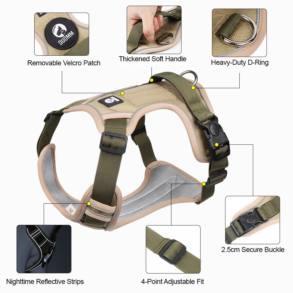 Harnais Tactique Oxford Imperméable Anti-Traction pour Grand Chien
