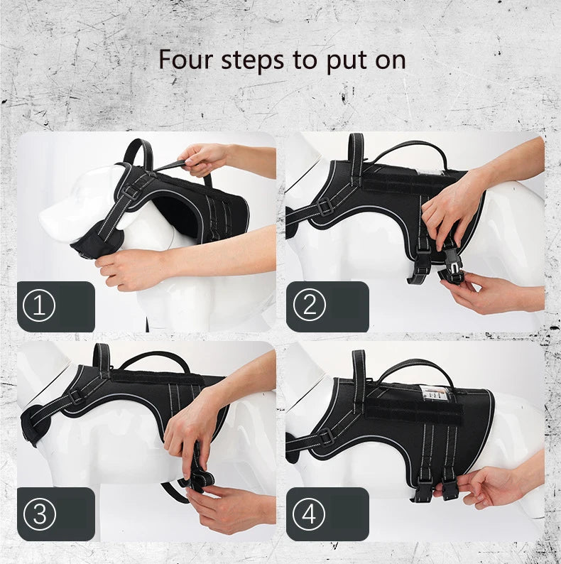 Harnais Tactique 3D Anti-Traction pour Chien Moyen/Grand - Réfléchissant