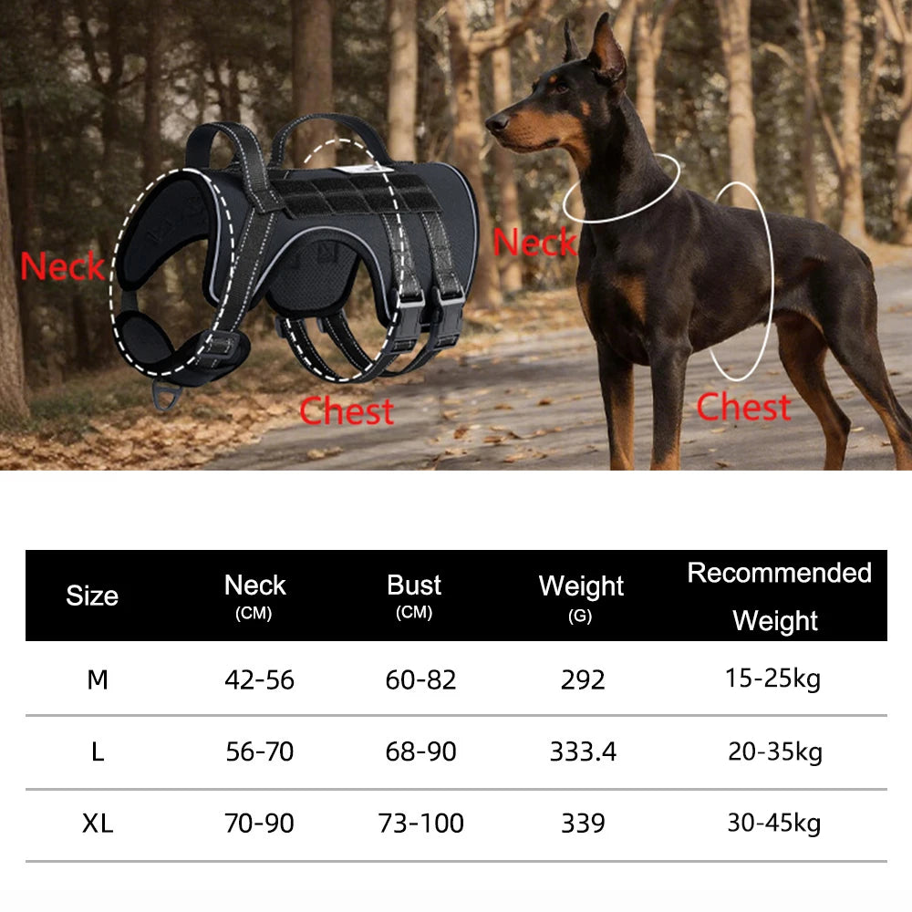 Harnais Tactique 3D Anti-Traction pour Chien Moyen/Grand - Réfléchissant