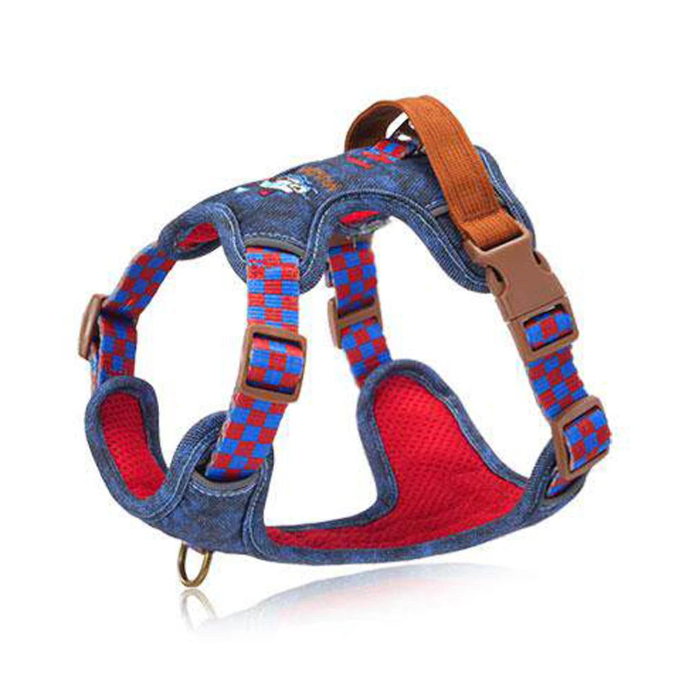 Harnais en Denim pour Petit et Moyen Chien - Coton Respirant