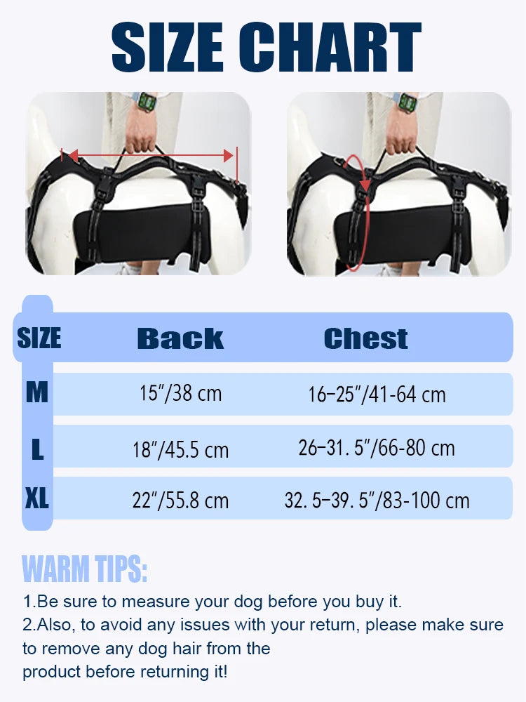 Harnais de Soutien Dorsal Réglable pour Chien - Post-Chirurgical