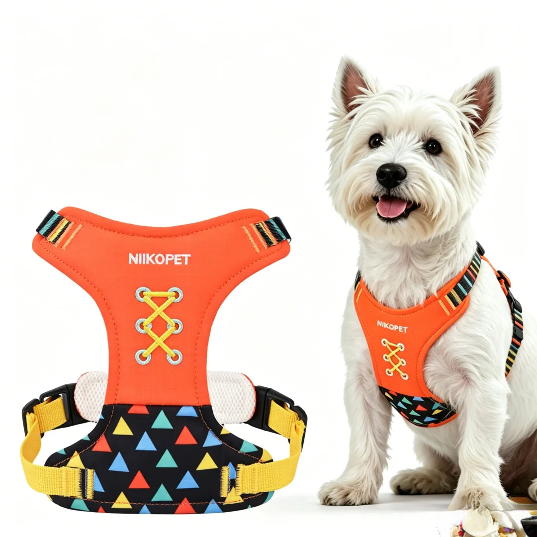 Harnais Brodé en Forme de H pour Petit et Moyen Chien - Anti-Traction