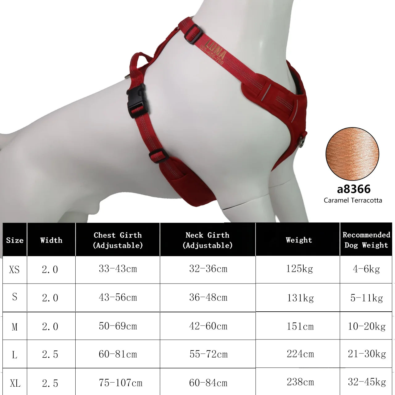 Harnais Personnalisé 360° pour Grand Chien - Brodé, Réfléchissant