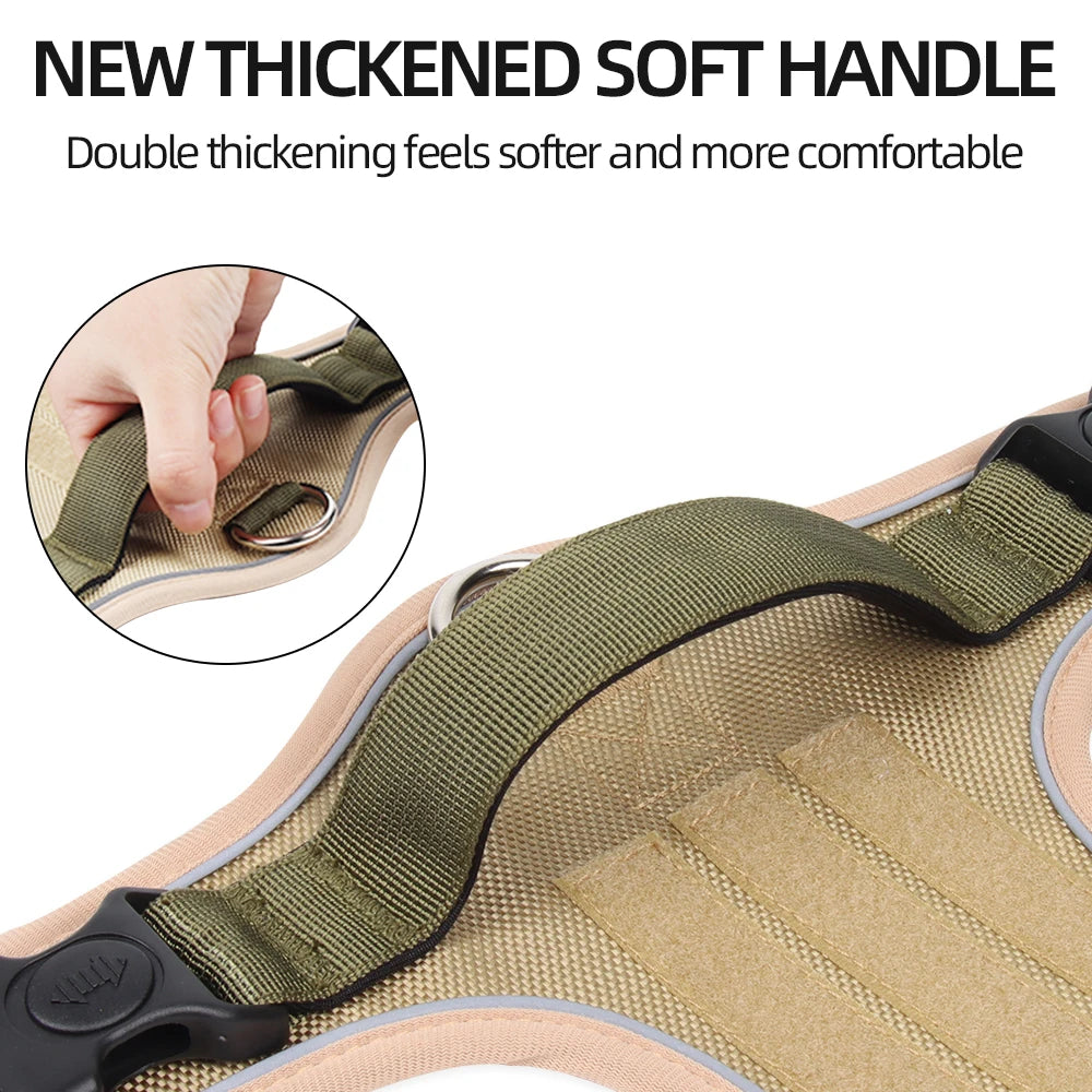 Harnais Tactique Oxford Imperméable Anti-Traction pour Grand Chien