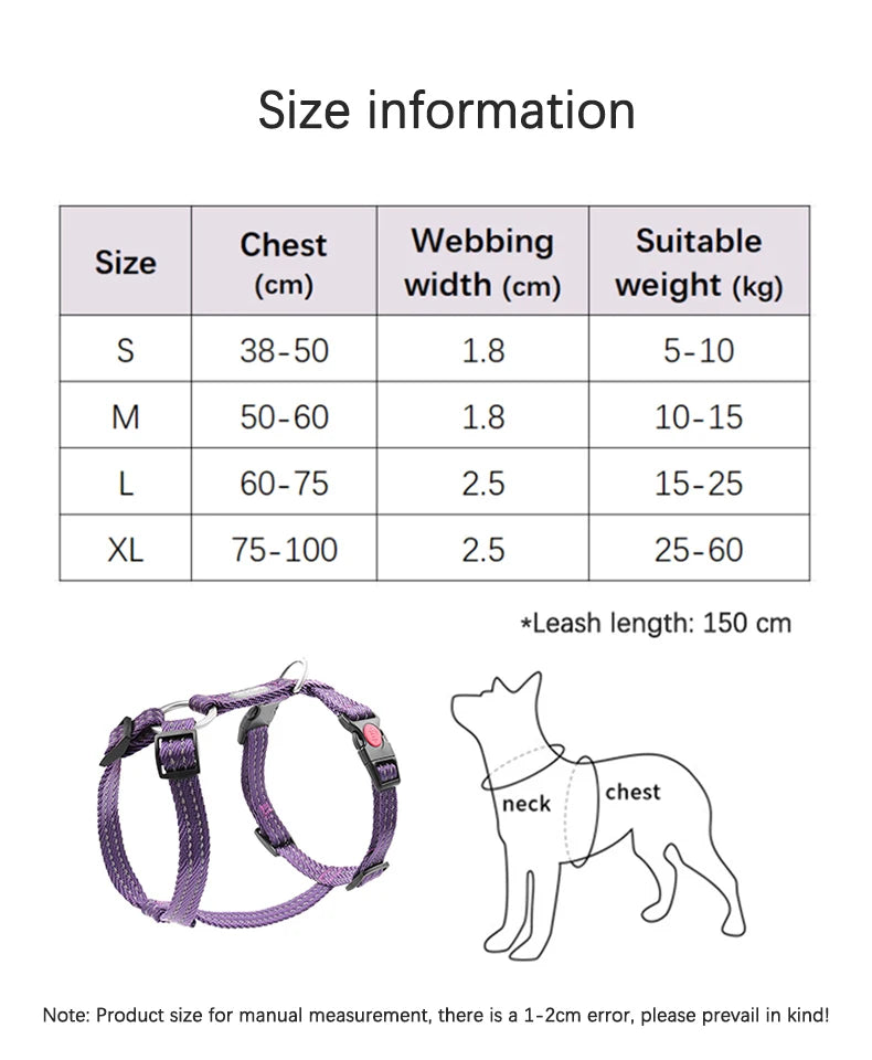 Harnais Anti-Évasion Type H pour Chien - Lavable, Réglable