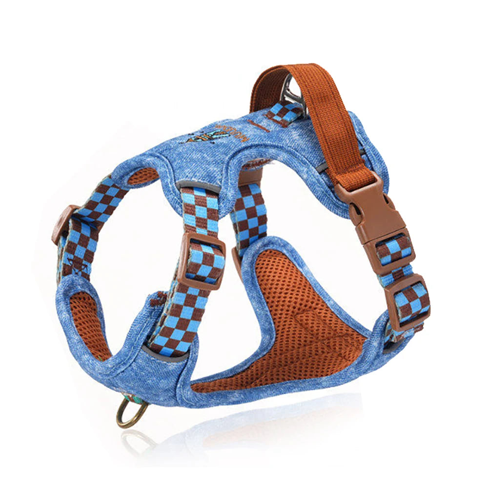 Harnais en Denim pour Petit et Moyen Chien - Coton Respirant