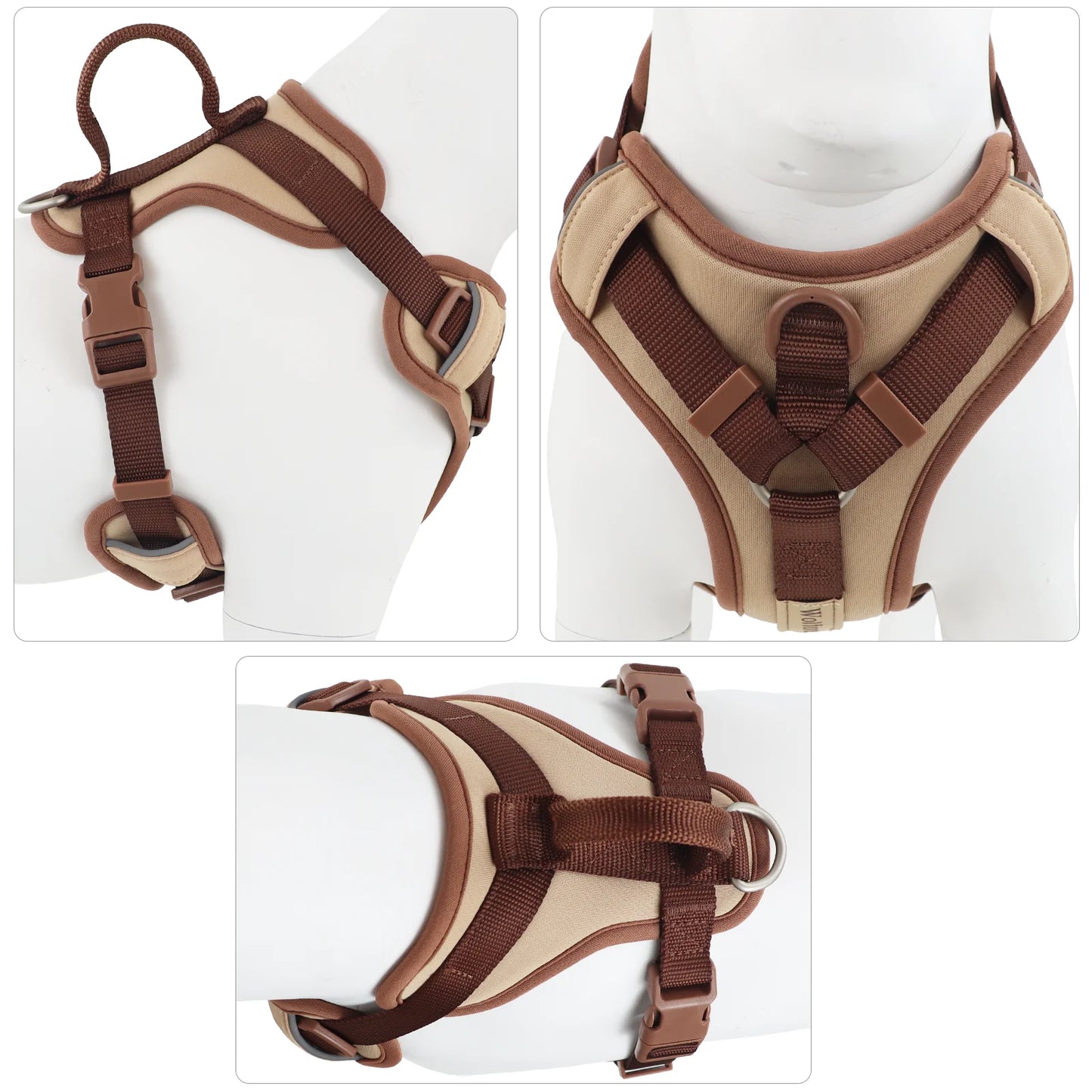 Harnais de Luxe Couleur Chocolat Anti-Traction pour Chien - Personnalisé