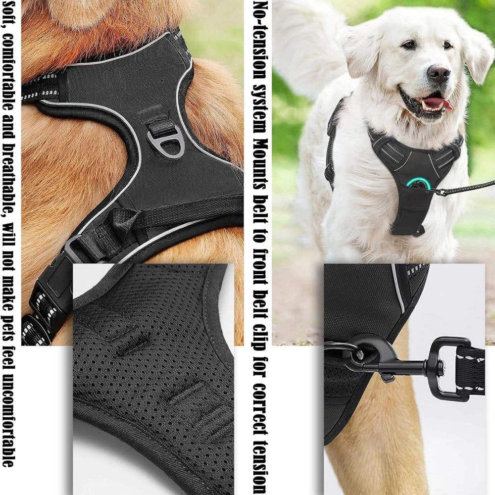 Harnais de Poitrine Sans Traction Rembourré pour Chien Moyen