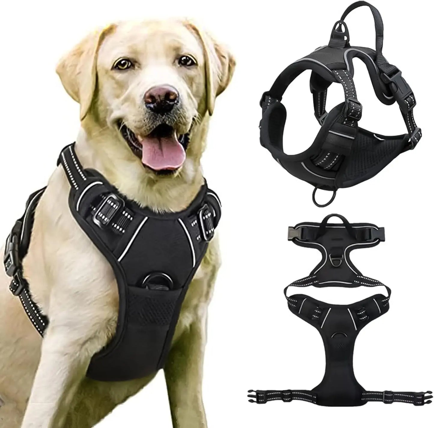 Harnais de Poitrine Sans Traction Rembourré pour Chien Moyen