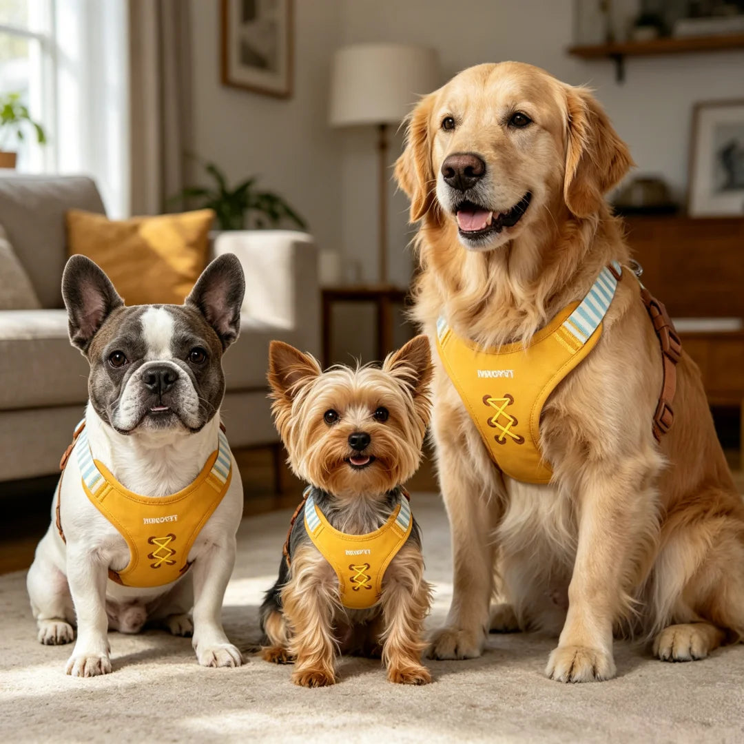 Harnais Brodé en Forme de H pour Petit et Moyen Chien - Anti-Traction