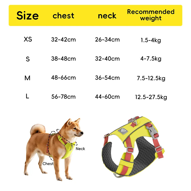 Harnais Anti-Évasion Léger Imperméable pour Chien Moyen - Réfléchissant