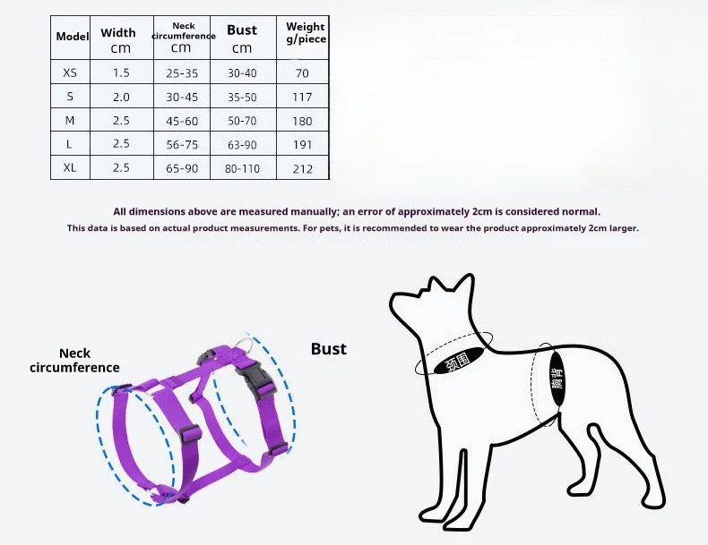 Harnais et Laisse Nylon Résistant pour Grand Chien