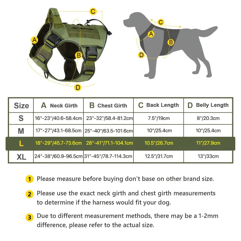 Harnais Tactique Robuste pour Chien - Recherche et Sauvetage