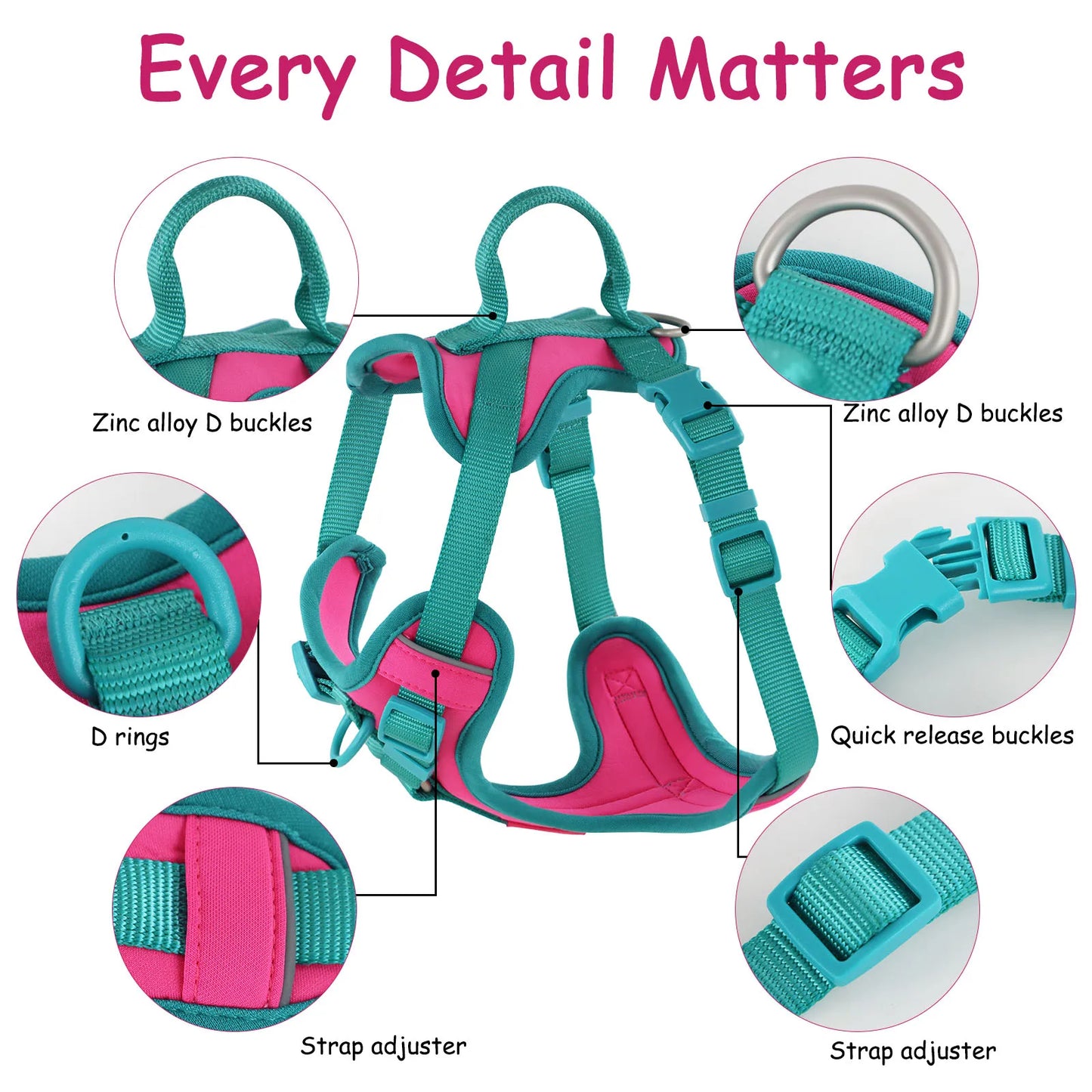 Harnais Personnalisable Anti-Traction pour Chien - Contrasté