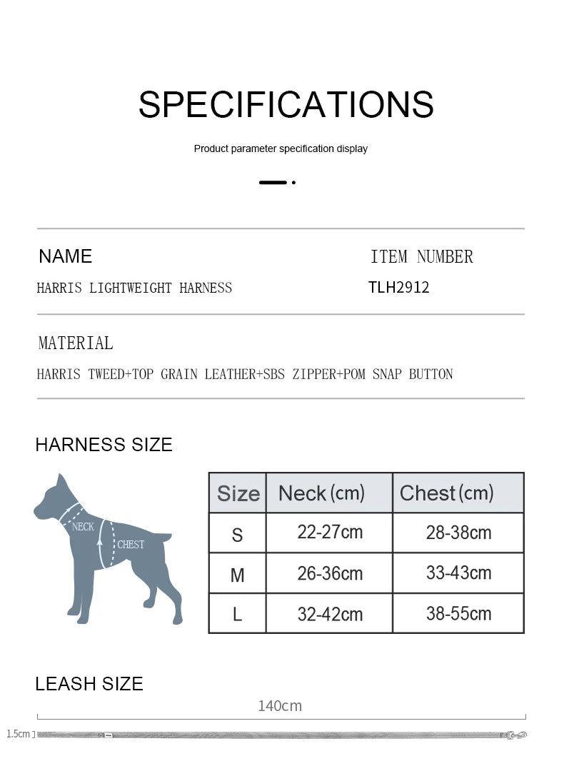 Harnais Tweed Sans Traction pour Chien - Style et Confort