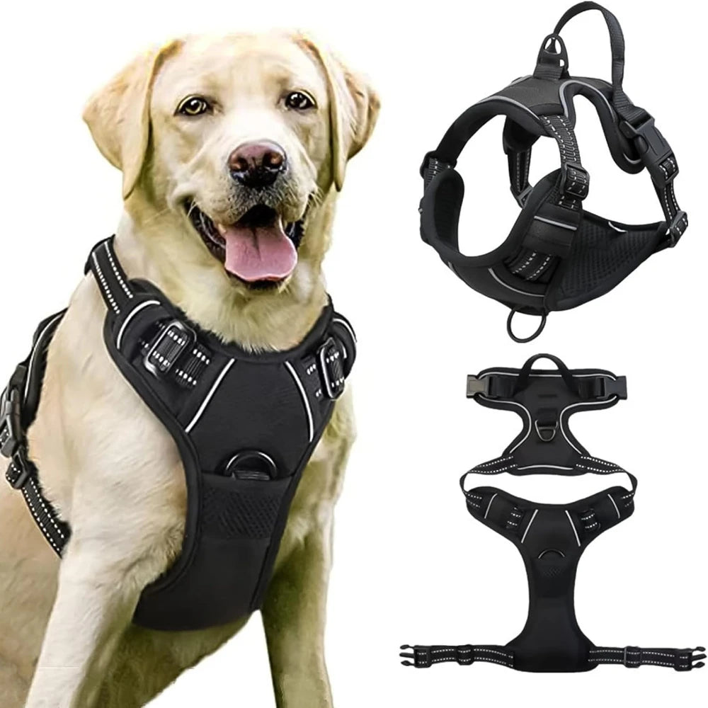 Harnais de Poitrine Sans Traction Rembourré pour Chien Moyen