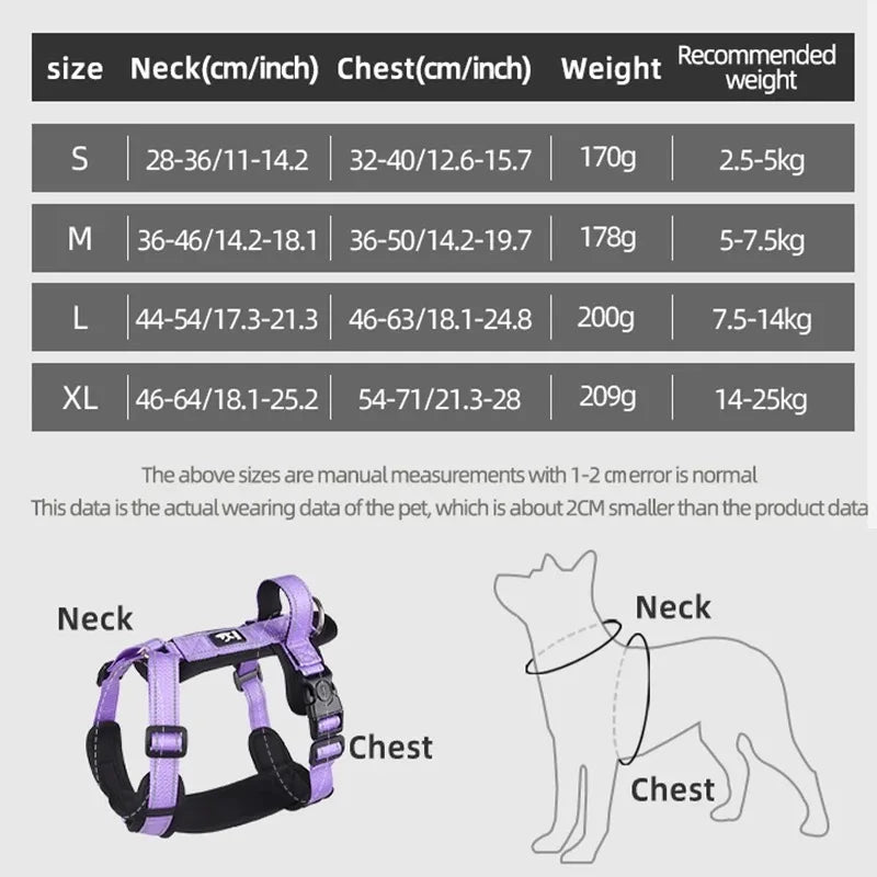 Harnais Gilet Rembourré Sans Traction pour Petit et Moyen Chien